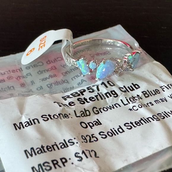 BP Sterling Band with Light Blue Fire Opal (RBP 5710) - Picture 6 of 12
